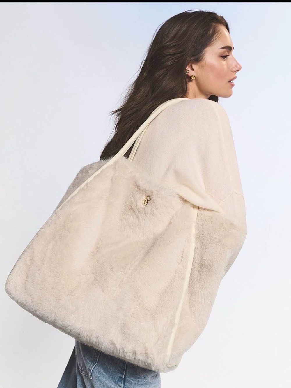 Victoria's Secret Cream Faux-Fur Tote